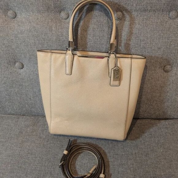 Coach Madison Mini Tote Saffiano Leather Tan Crossbody Satchel Handbag Purse Bag - Picture 1 of 16
